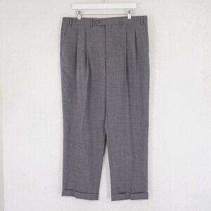 DAMAGED Lauren Ralph Lauren Super 100s Wool Gray Dress Pants 37/30 Pleated Cuffe